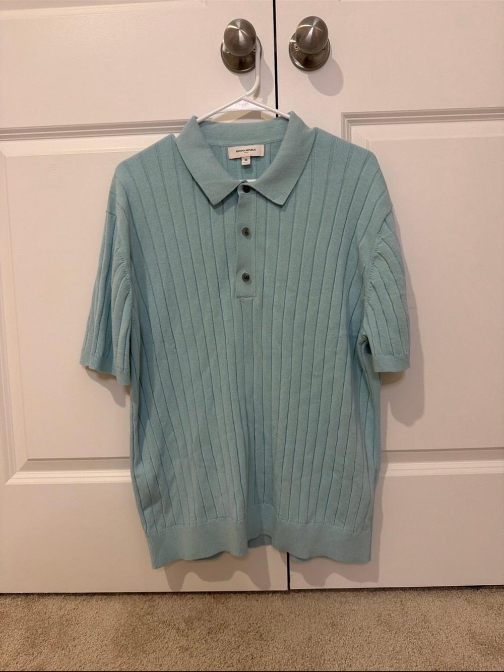 Banana Republic Aqua Rib-Knit Polo